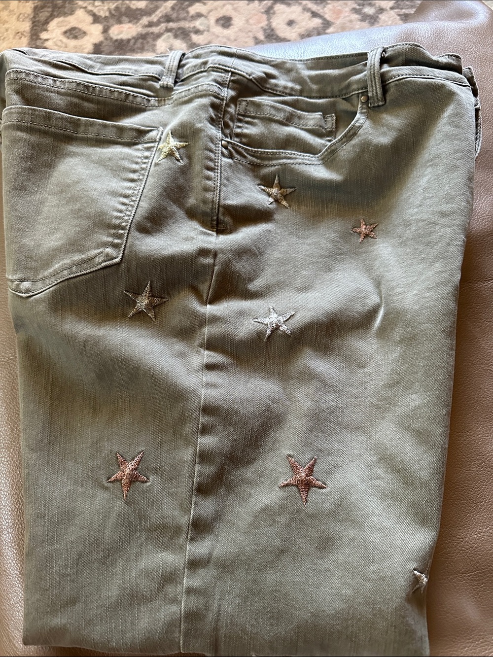 Soft Surroundings Olive Green Jeans with Star Accent